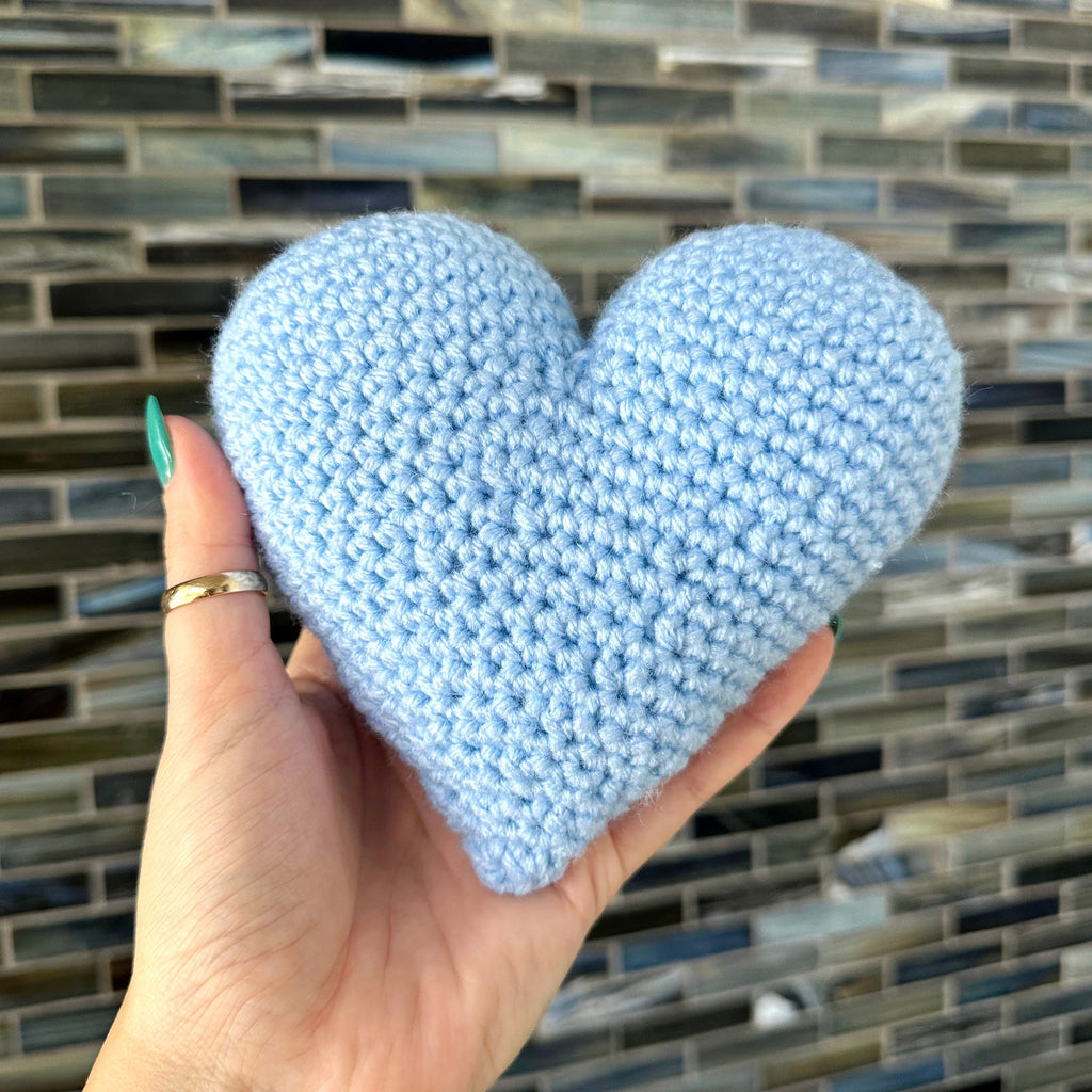 Crochet Heart Plushie Blue