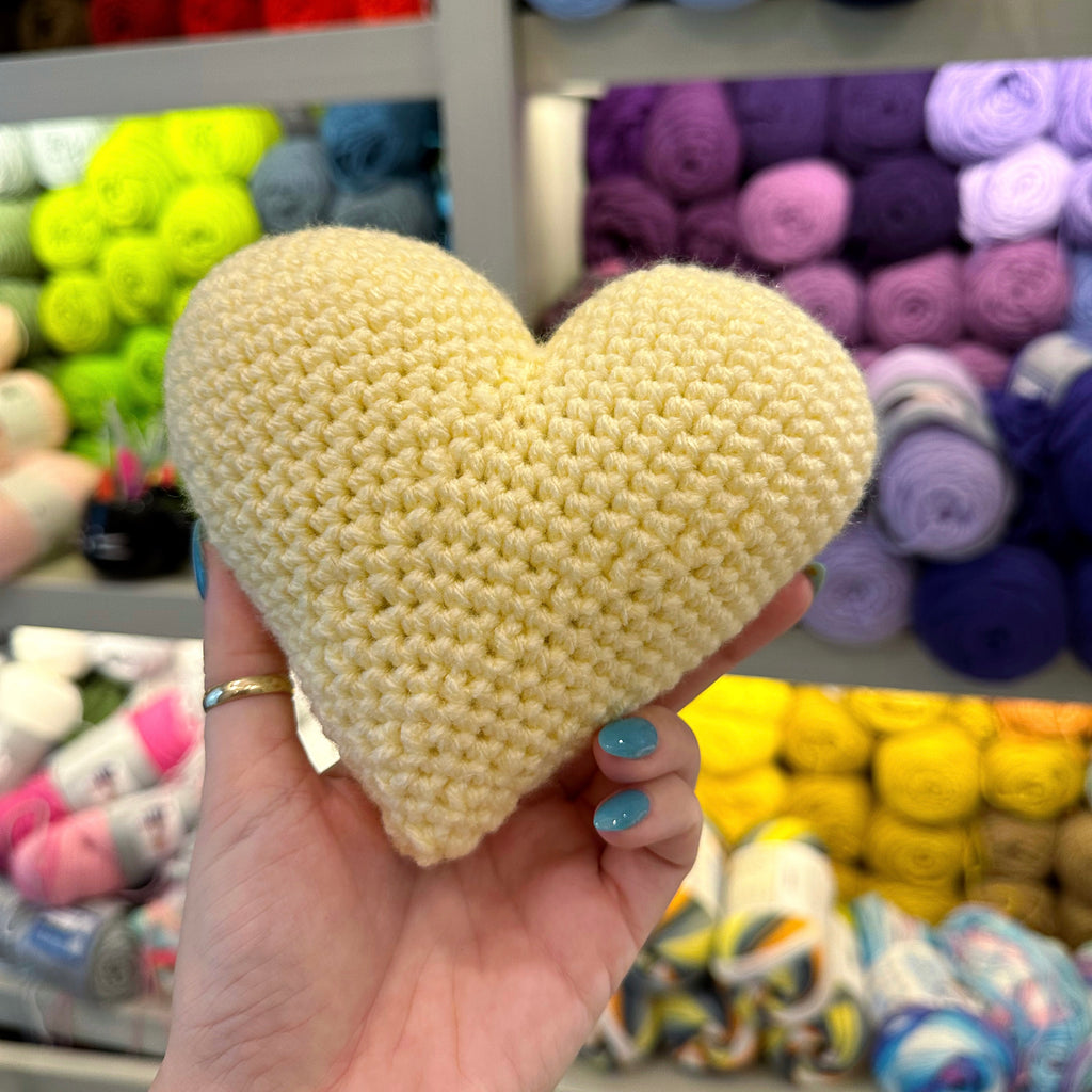 Crochet Heart Plushie Yellow