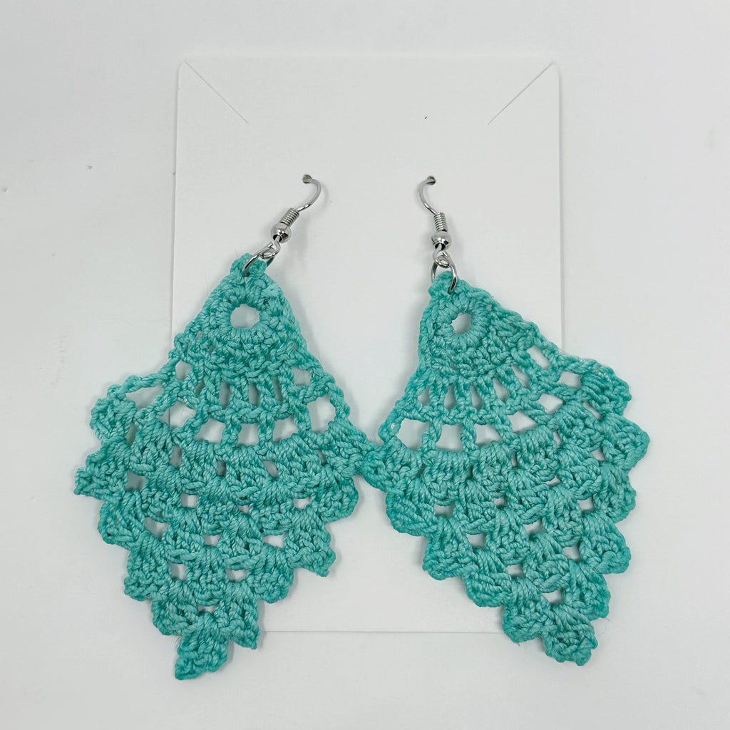 Turquoise Lace Crochet Earrings
