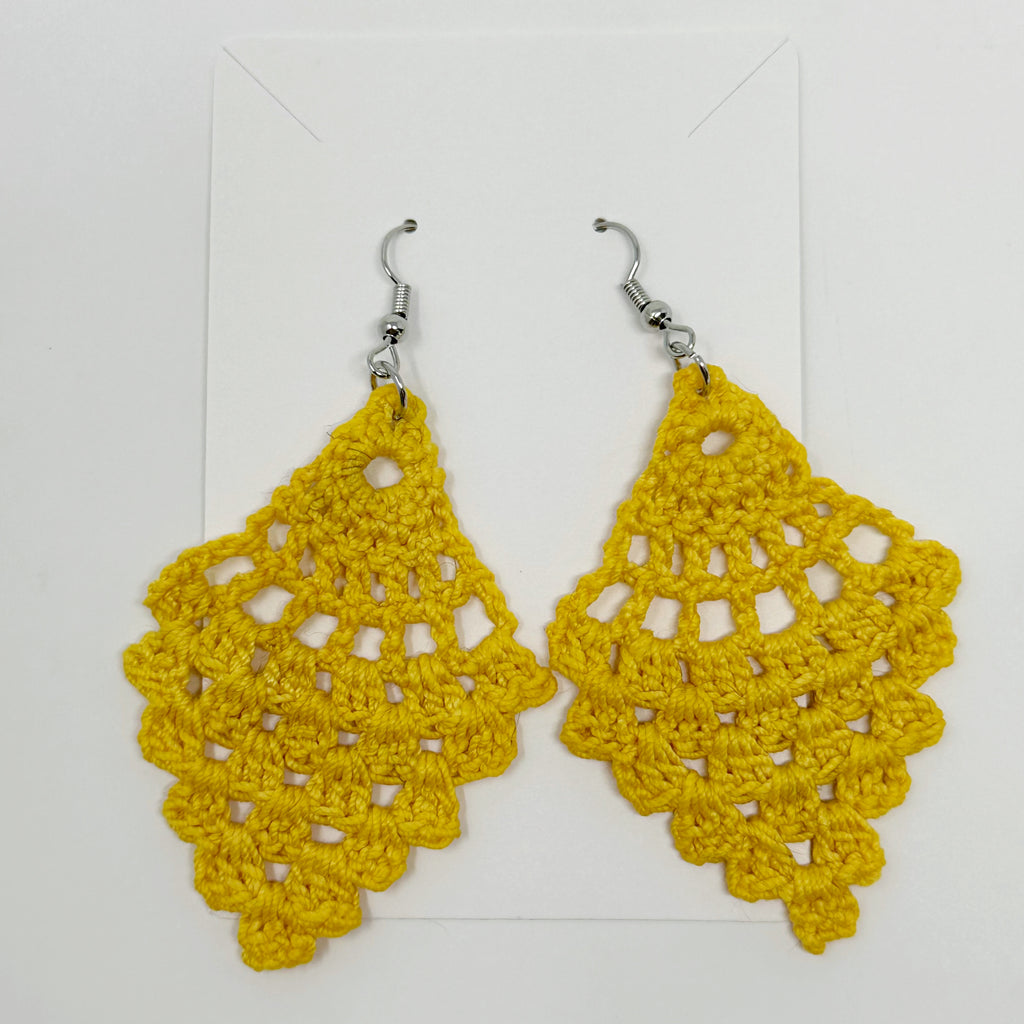 Yellow Lace Crochet Earrings