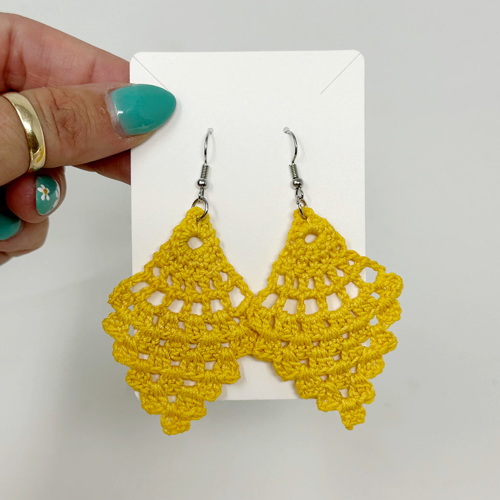 Yellow Lace Crochet Earrings