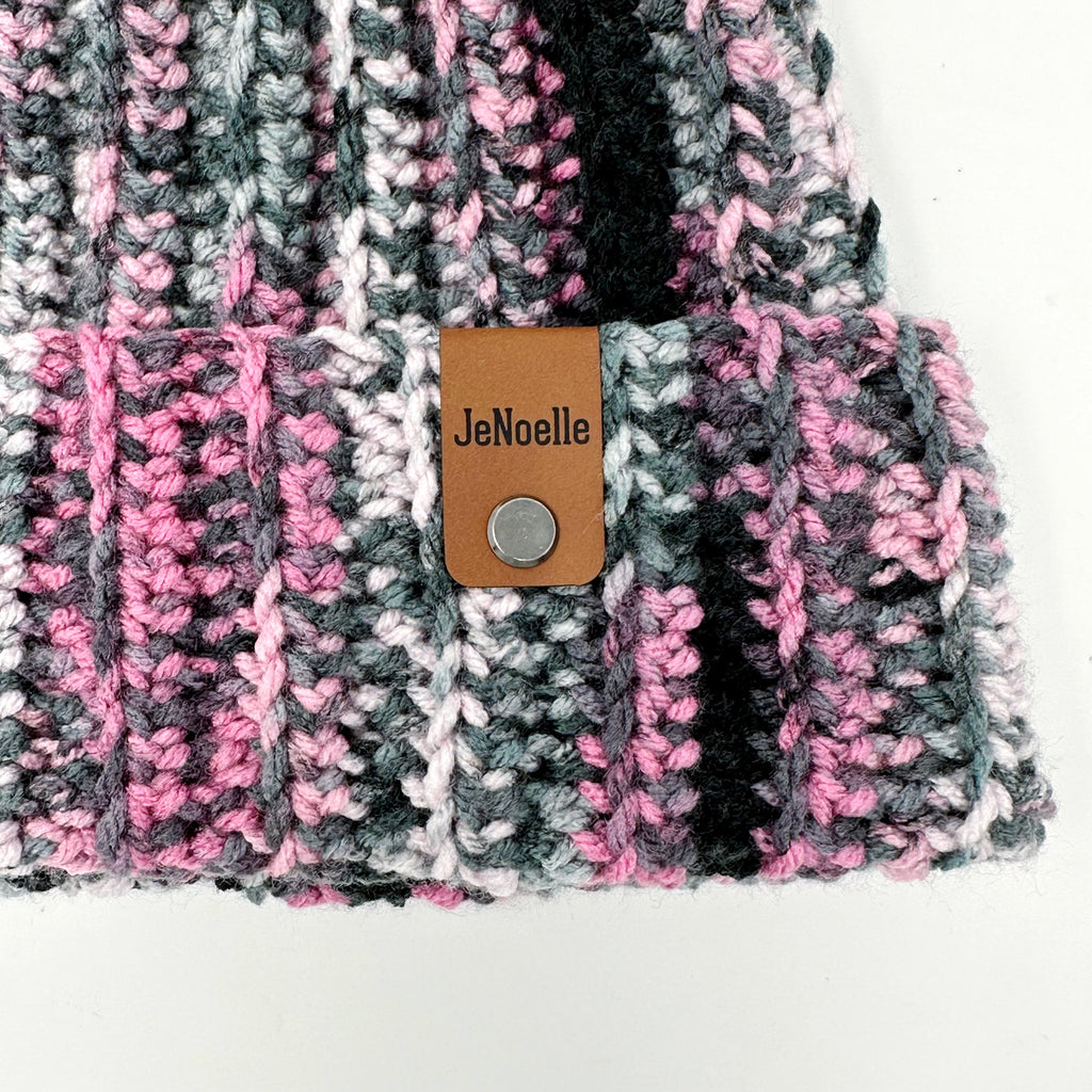Blackish Pink Crochet Ribbed Beanie