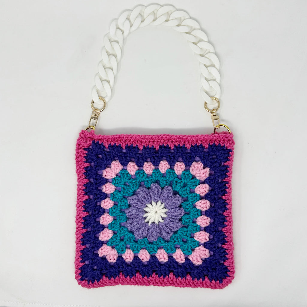 Berry Flower Crochet Granny Square Handbag
