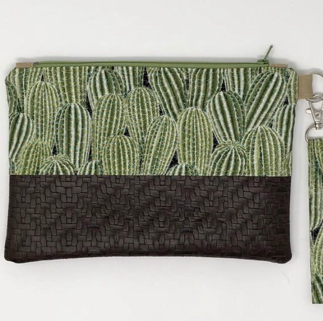 Prickly Patch Wristlet Clutch, Cactus Bag