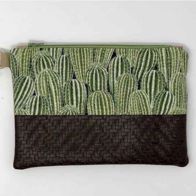 Prickly Patch Wristlet Clutch, Cactus Bag