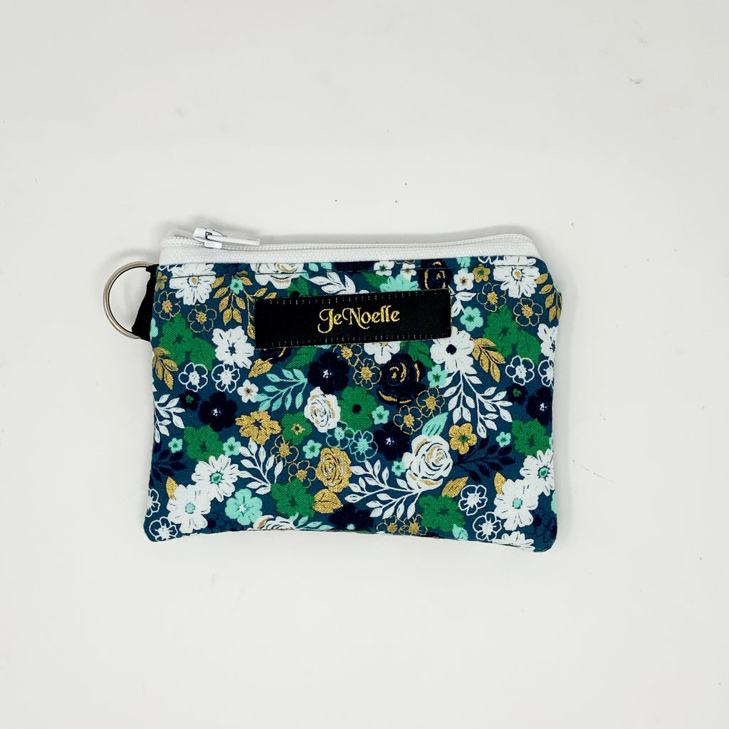 Golden Floral Itty Bitty, Green & Gold Floral Zip ID