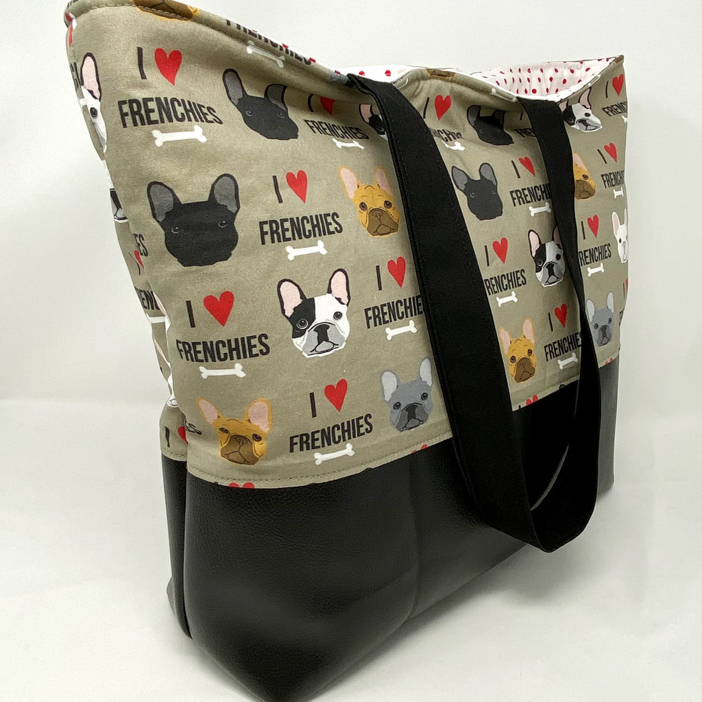 Frenchie Kisses Tote Bag, French Bulldog Tote