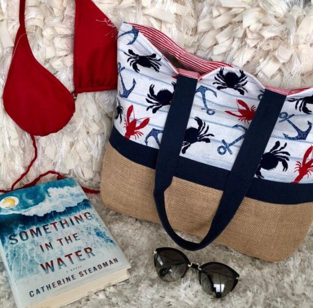 Crabby Anchors Tote Bag, Crab, Lobster & Anchor Tote