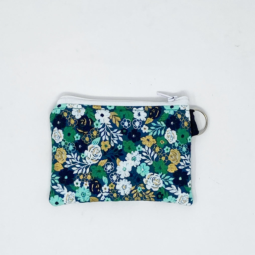 Golden Floral Itty Bitty, Green & Gold Floral Zip ID