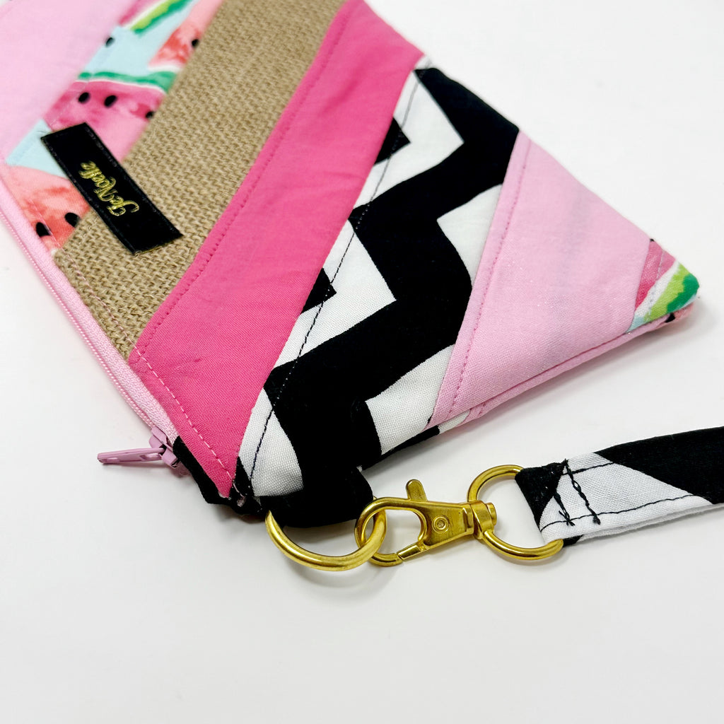 Pink Watermelon Quilted Wristlet